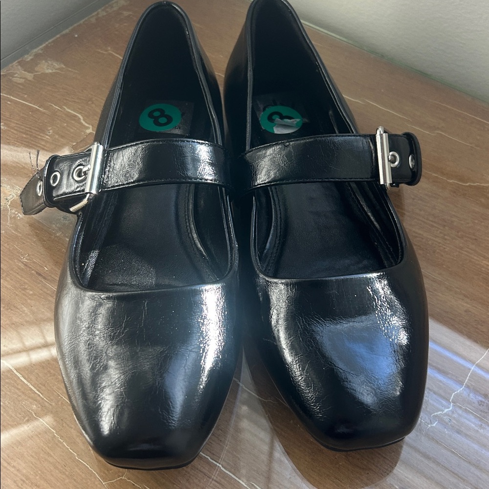 Black Dolce Vida Square Toe Flats Size 8 NWOT